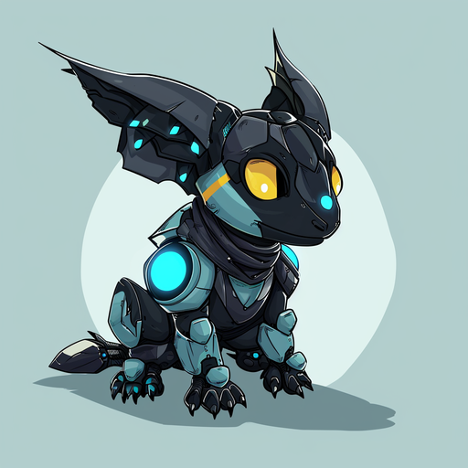 Animated cartoon protogen with unique features and blue accents.
