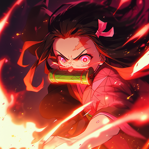 Nezuko Kamado fighting in her demon form.