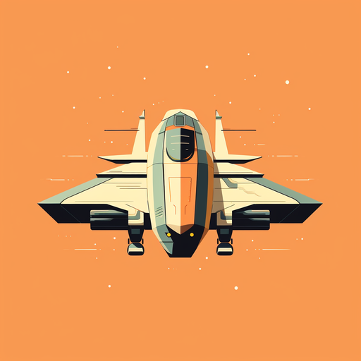 Minimalist spaceship design with sleek lines and a futuristic aesthetic.