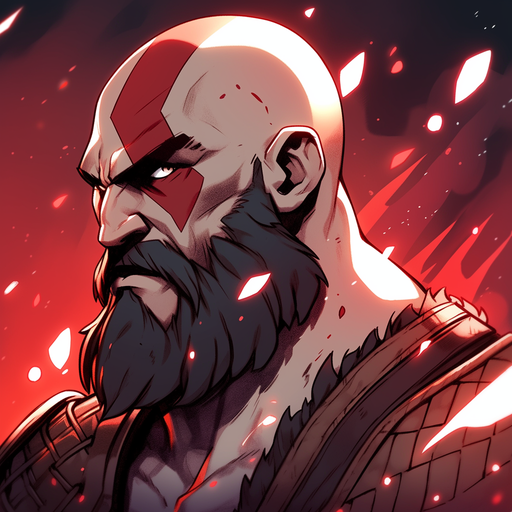 Kratos in intense battle, showcasing his strength and determination.
