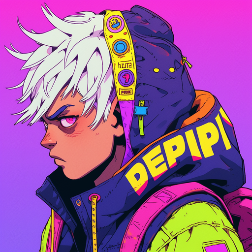 Anime boy with colorful pop art aesthetic.
