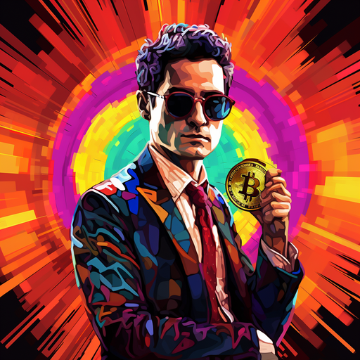 Pop art style Bitcoin profile picture with vibrant colors and abstract design.