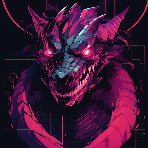 Colorful synthwave dragon.
