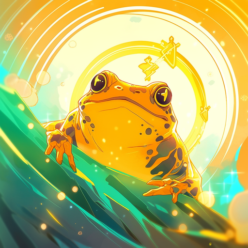 A majestic golden frog with vibrant colors.