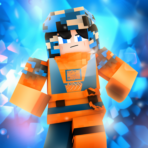 Roblox-themed profile picture with blue and orange colors