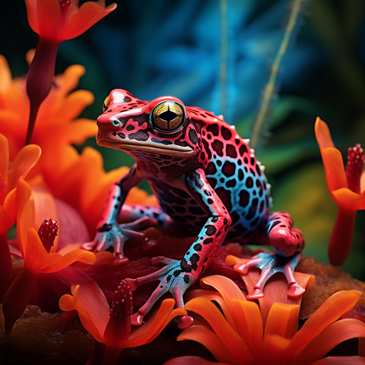 Vibrant red-colored frog profile picture.