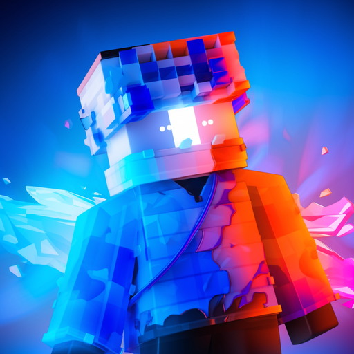 Blue and orange Roblox avatar profile picture.