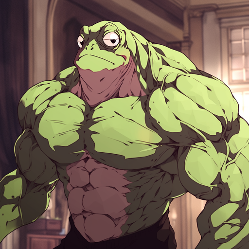 Frog avatar with buff physique.