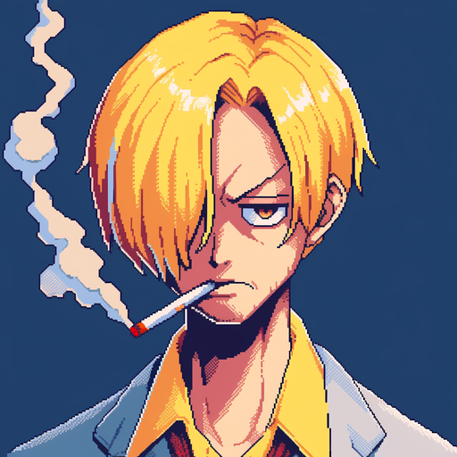 Sanji from One Piece in 8-bit style.