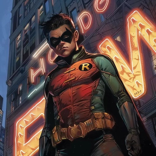 Profile picture of a comic-style Robin standing heroically in front of neon signs.