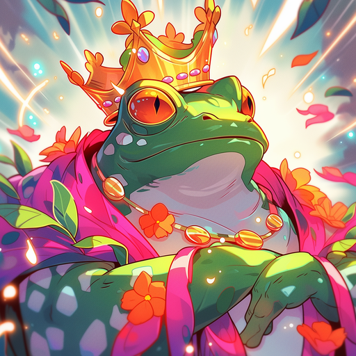 Frog wearing a crown.