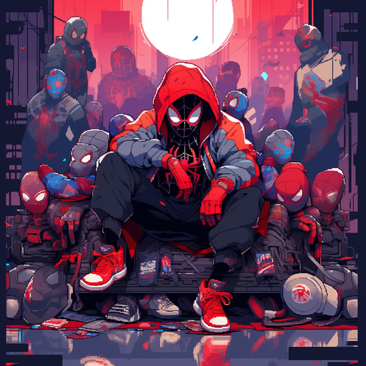 Spider-Man in pixel art style.