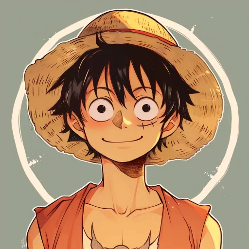 Animated avatar image of a smiling character with a straw hat for a profile photo.
