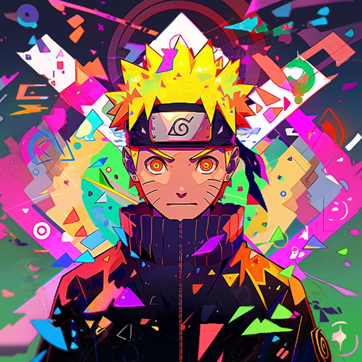 Naruto character with spiky blond hair, headband and determined look.