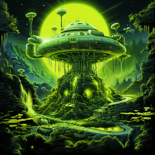 Sci-fi spaceship in acid green color.