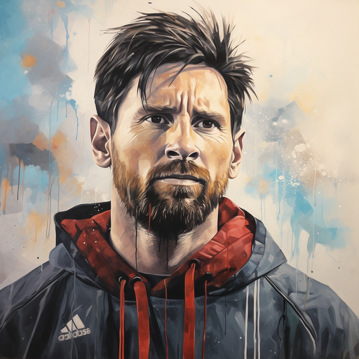 Lionel Messi in relief printmaking art.