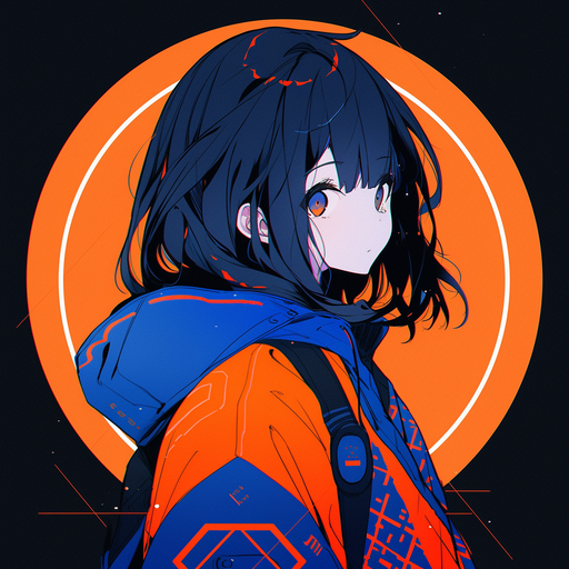 Anime character with blue and orange colors in profile picture (pfp).