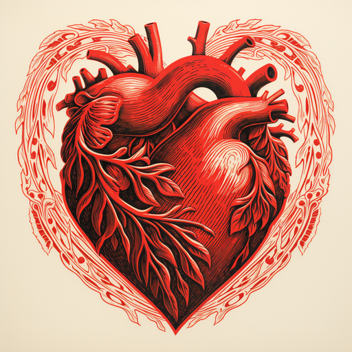 Heart symbol litograph.