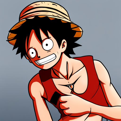 Fierce pirate captain Luffy with a determined expression and straw hat.