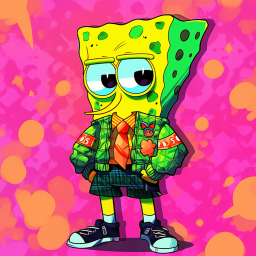 SpongeBob SquarePants in colorful cartoon style.
