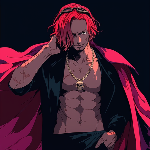 Vibrant profile picture of Shanks from One Piece anime, created with AI by MAPPA animation.