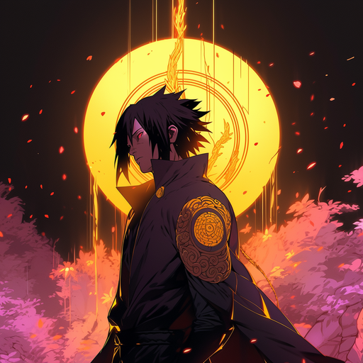 Golden-eyed Sasuke Uchiha with an epic profile picture.