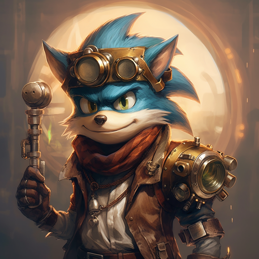 Steampunk Sonic character with a futuristic mechanical design.