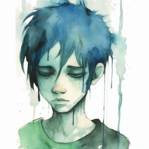 Sad emo with watercolor aesthetic.