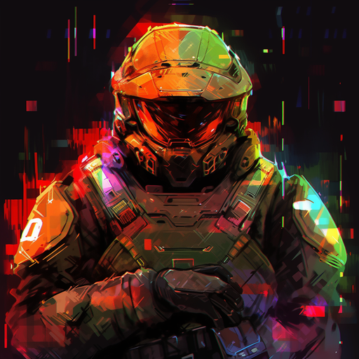 Master Chief: A stylish profile picture of a futuristic warrior with a vibrant color palette.