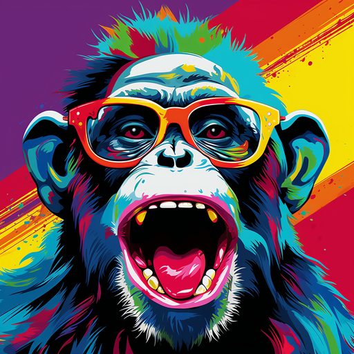 Colorful pop art monkey portrait.