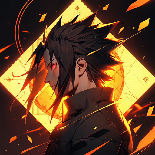 Sasuke Uchiha in a golden aura.