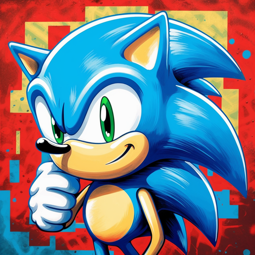 Colorful Sonic the Hedgehog profile picture in a pop art style.