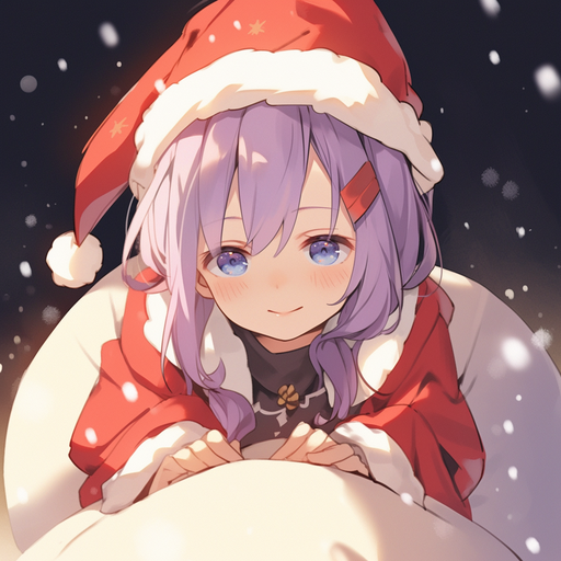 Christmas-themed anime character with a smiling Santa Claus style.