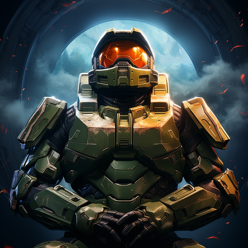 Master Chief standing tall, wearing his iconic armor, ready for battle.