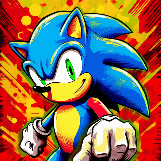 Colorful Sonic the Hedgehog pop art profile picture.