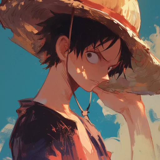 Anime character Luffy profile picture with a straw hat.