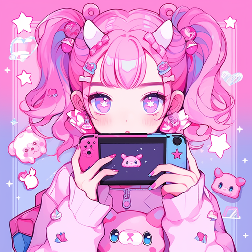 Kawaii pink anime-style profile picture.