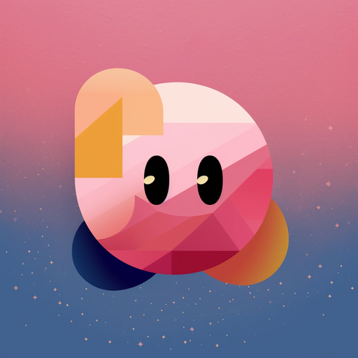 Playful pink character with round body, small arms, and big eyes.