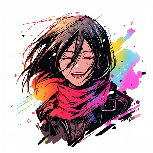 Smiling and confident Mikasa Ackerman pfp with graffiti aesthetic.