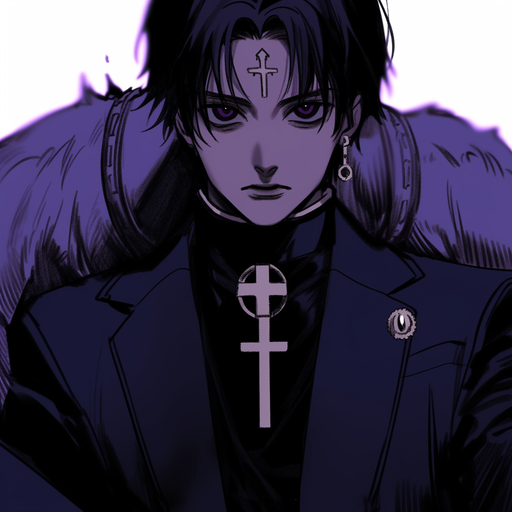 Chrollo Lucilfer, a sinister character from the anime Hunter x Hunter 2011, depicted in an anime-style profile picture (pfp).