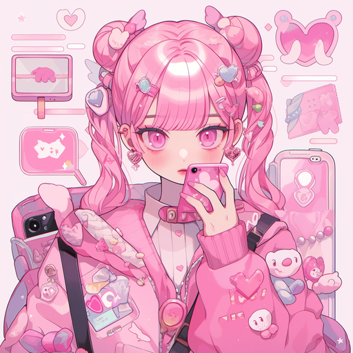 Pink Y2K Kawaii PFP with a cheerful and adorable aesthetic.