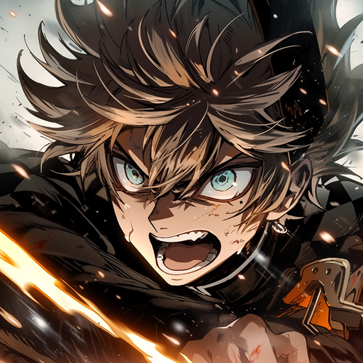 Asta from Black Clover, depicted in a portrait-style photograph with expressive gestures.