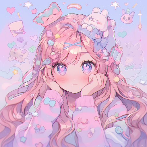 Kawaii anime-style illustration with pastel colors and cute aesthetics.