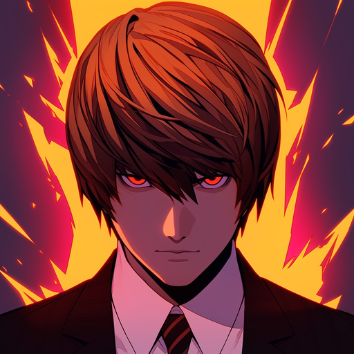 Anime character Light Yagami in vibrant pop art style from Death Note series