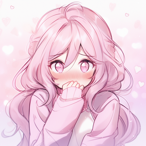 Shy girl with pink-themed pfp.