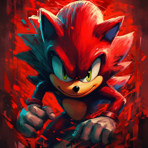 Sonic the Hedgehog with vibrant red colors.