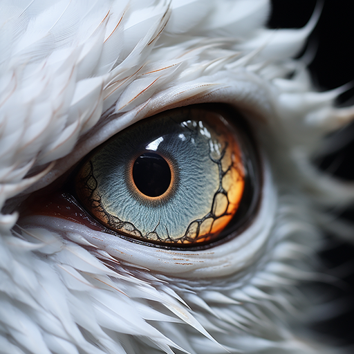 Close-up of a stunning white eye with epic details.