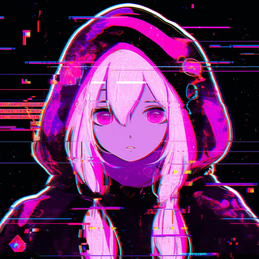 Gothic minimalist glitch pfp with pink and purple tones.