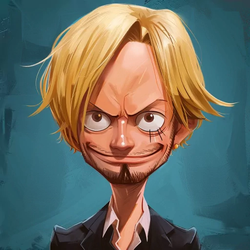 Cartoon avatar of a blonde character with an eyebrow curl, sporting a black suit, ideal for a profile photo or PFP.