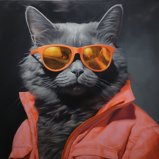 Grey cat wearing sunglasses looking cool.